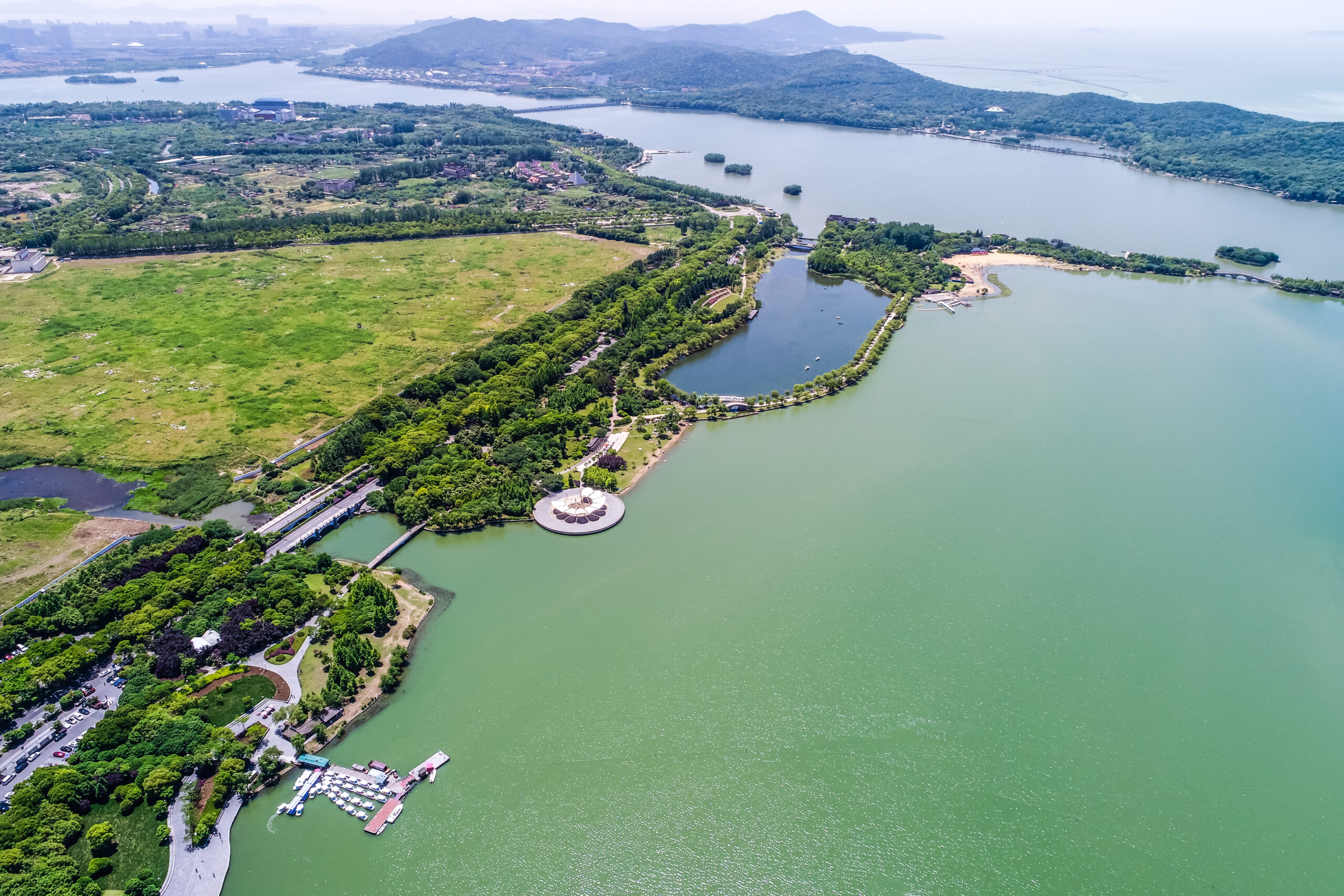 The city park with lake